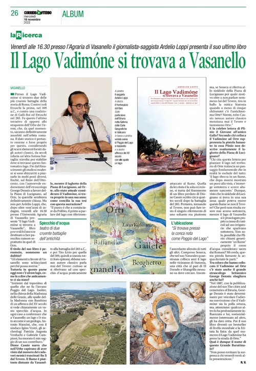 Presentazione del Libro "Il Lago Vadimone si trovava a Vasanello" di Ardelio Loppi