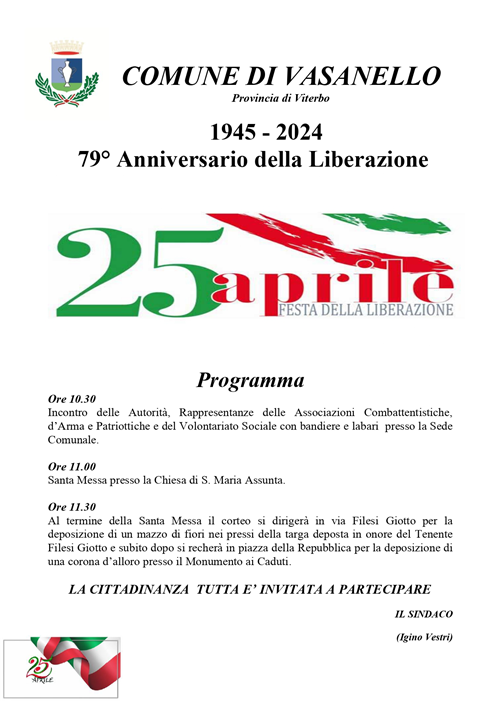 25 Aprile 2024 - 79° anniversario della liberazione