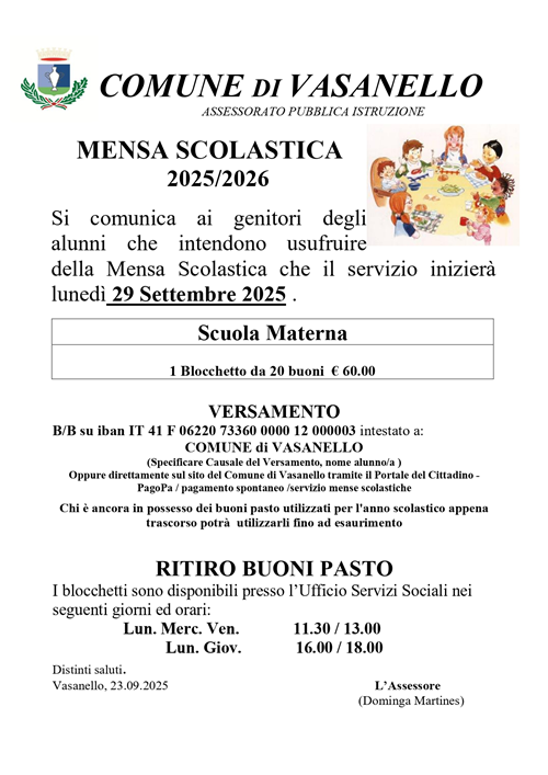 Mensa scolastica 2025/26