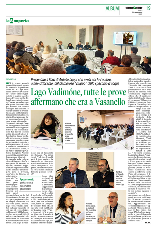 Presentazione del Libro "Il Lago Vadimone si trovava a Vasanello" di Ardelio Loppi